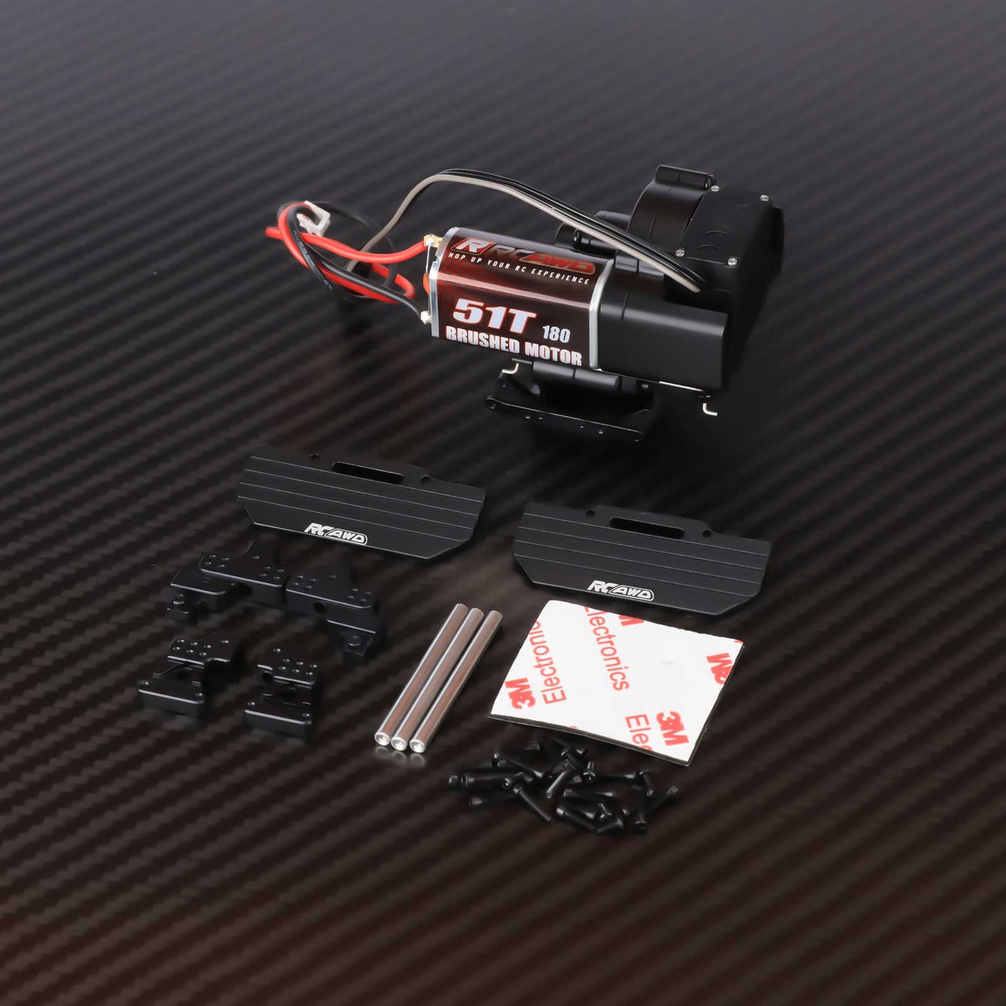RCAWD AXIAL SCX24 180 51T Motor Set / Black RCAWD SCX24 180 32T 51T Motor 2 Speed Transmission Metal Gearbox Set