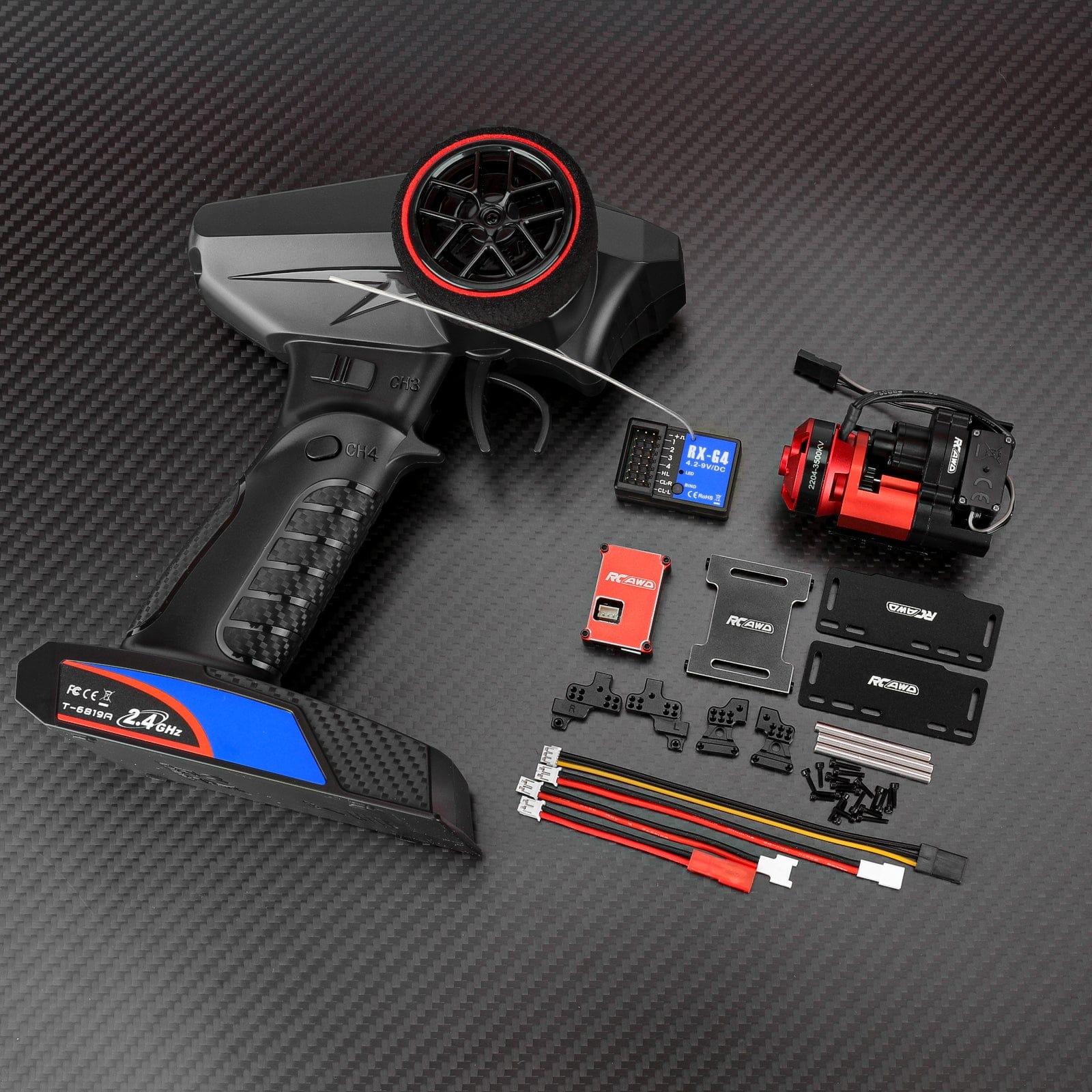 RCAWD AXIAL SCX24 3500KV Motor Set RCAWD SCX24 2 Speed Transmission 30A Brushless ESC 3500KV Motor Set With 4 Channel Transmitter Receiver