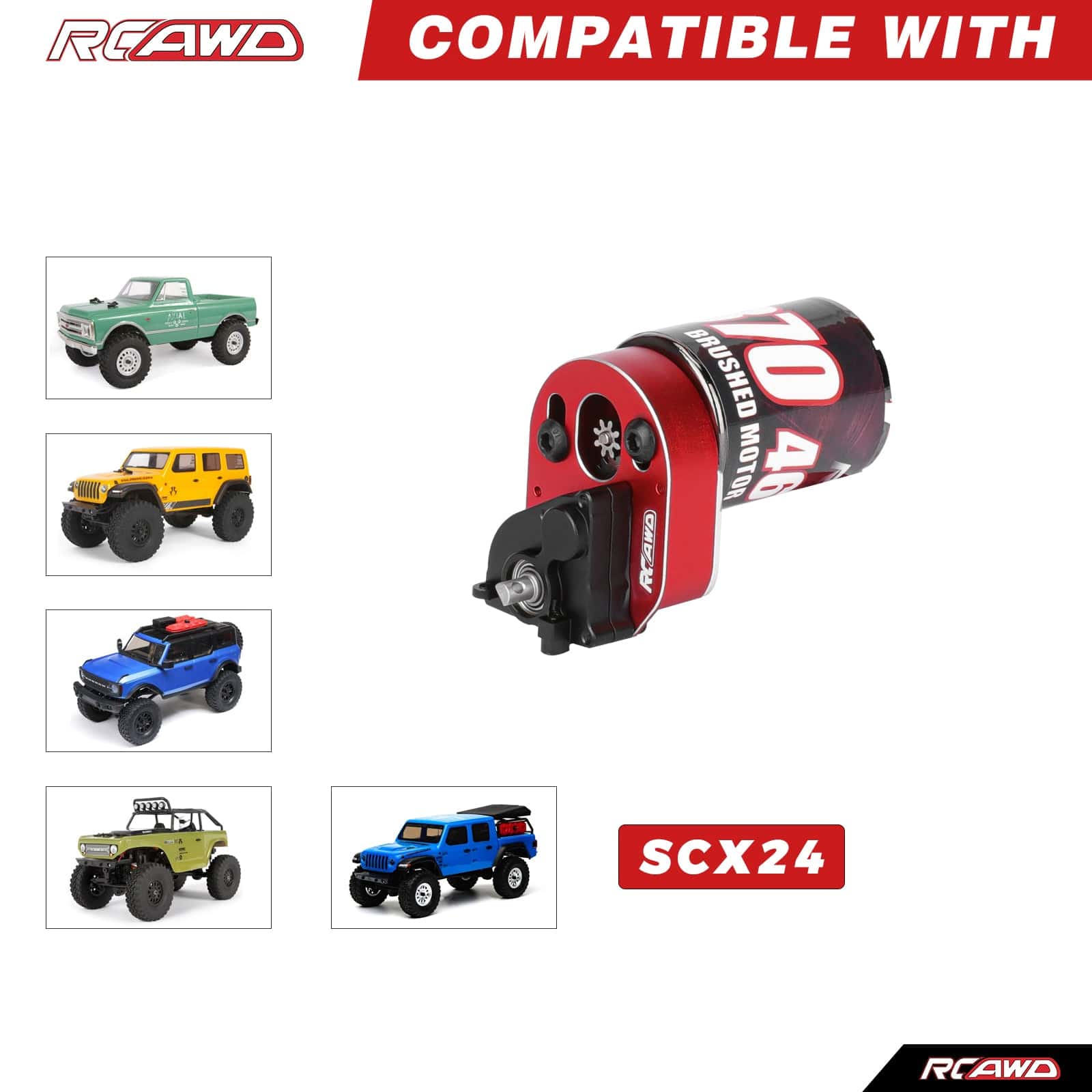 RCAWD AXIAL SCX24 370 46T Brushed Motor Set RCAWD SCX24 Brushed 370 46T Motor with Helical Gear Transmission Set
