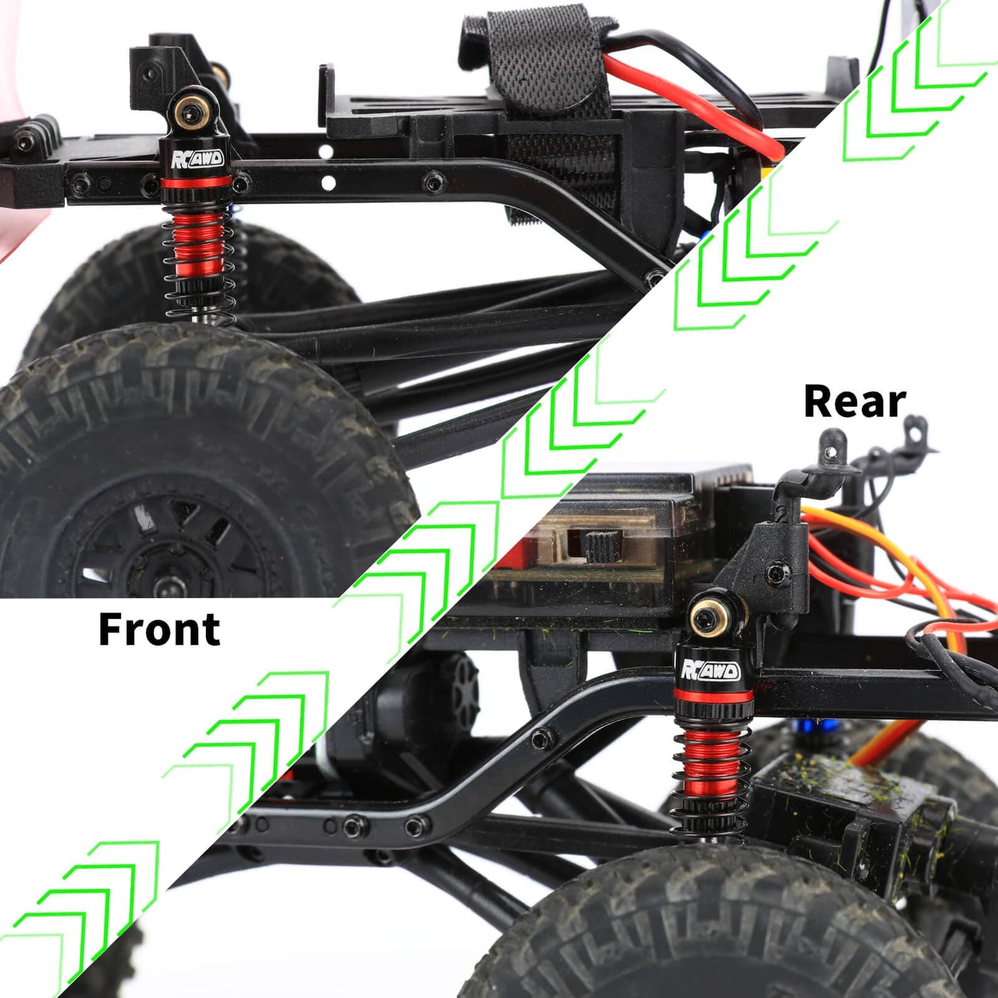 RCAWD Axial SCX24 47mm Oil Filled Shocks Absorber 4pcs with Extra Springs - RCAWD