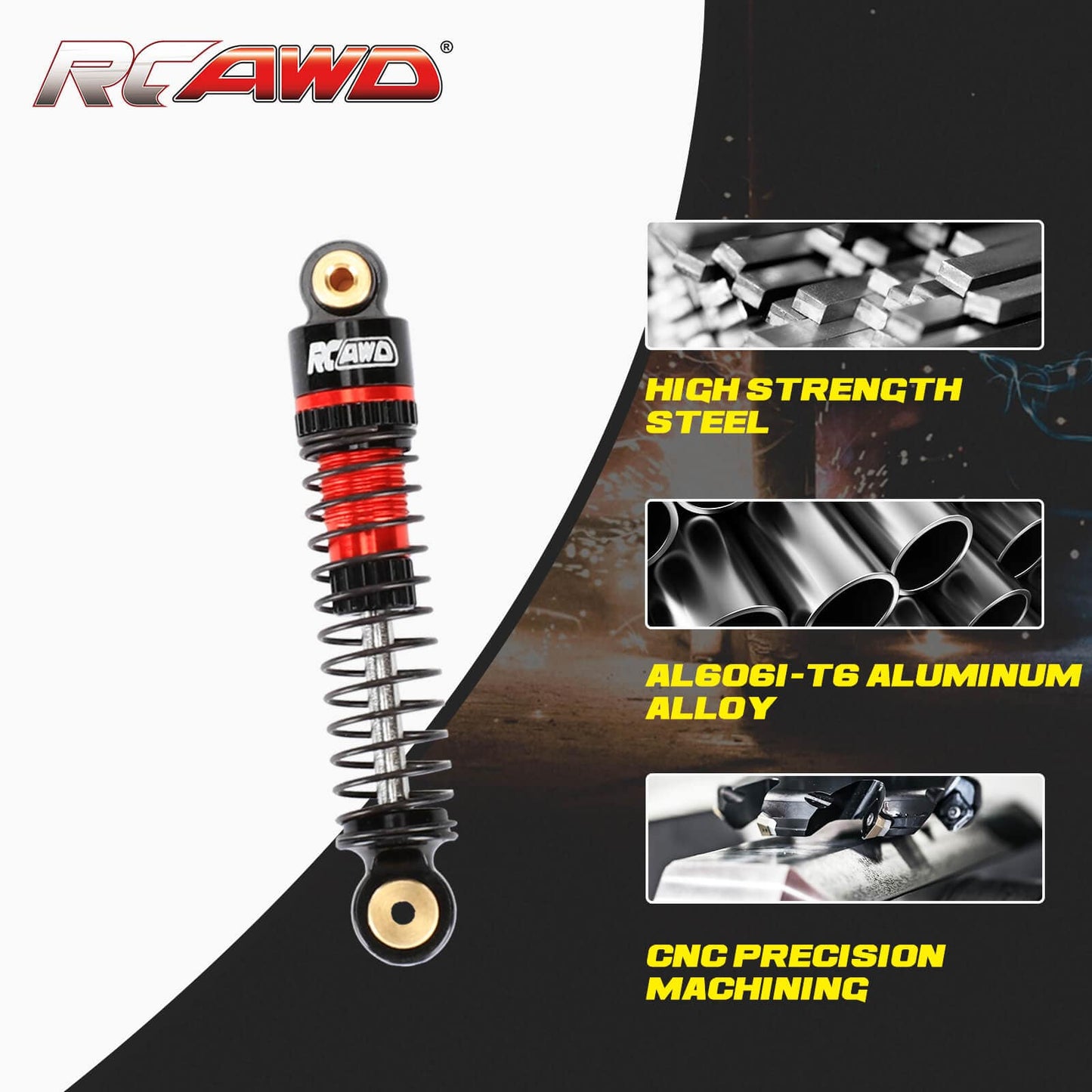 RCAWD Axial SCX24 47mm Oil Filled Shocks Absorber 4pcs with Extra Springs - RCAWD