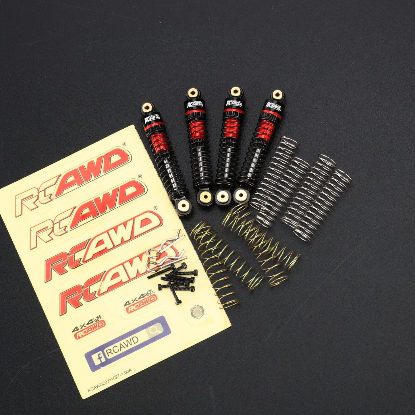 RCAWD Axial SCX24 47mm Oil Filled Shocks Absorber 4pcs with Extra Springs - RCAWD