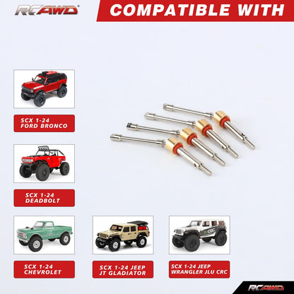 RCAWD AXIAL SCX24 +4mm RCAWD SCX24 Upgrades 4WS Extended 4mm CVD Driveshaft 4pcs Compatiable with AX24 4WS
