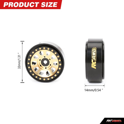 RCAWD AXIAL SCX24 51g/pcs Brass Wheel Rims RCAWD SCX24 1.0" Brass Beadlock Wheel Rim 51g/pcs for Axial 1/24 SCX24