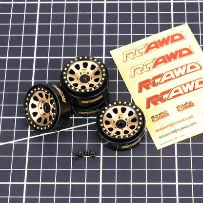 RCAWD AXIAL SCX24 51g/pcs Brass Wheel Rims RCAWD SCX24 1.0" Brass Beadlock Wheel Rim 51g/pcs for Axial 1/24 SCX24