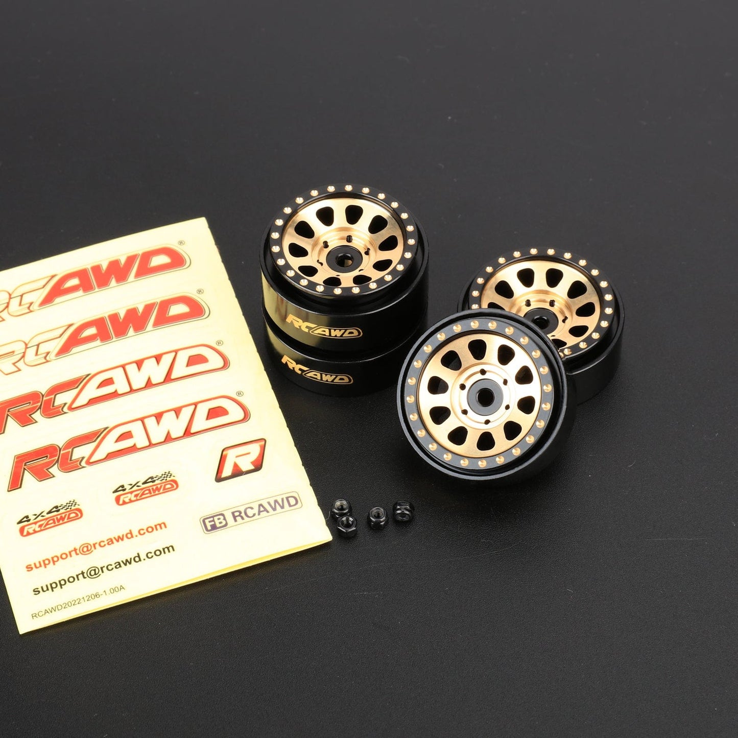 RCAWD AXIAL SCX24 51g/pcs Brass Wheel Rims RCAWD SCX24 1.0" Brass Beadlock Wheel Rim 51g/pcs for Axial 1/24 SCX24