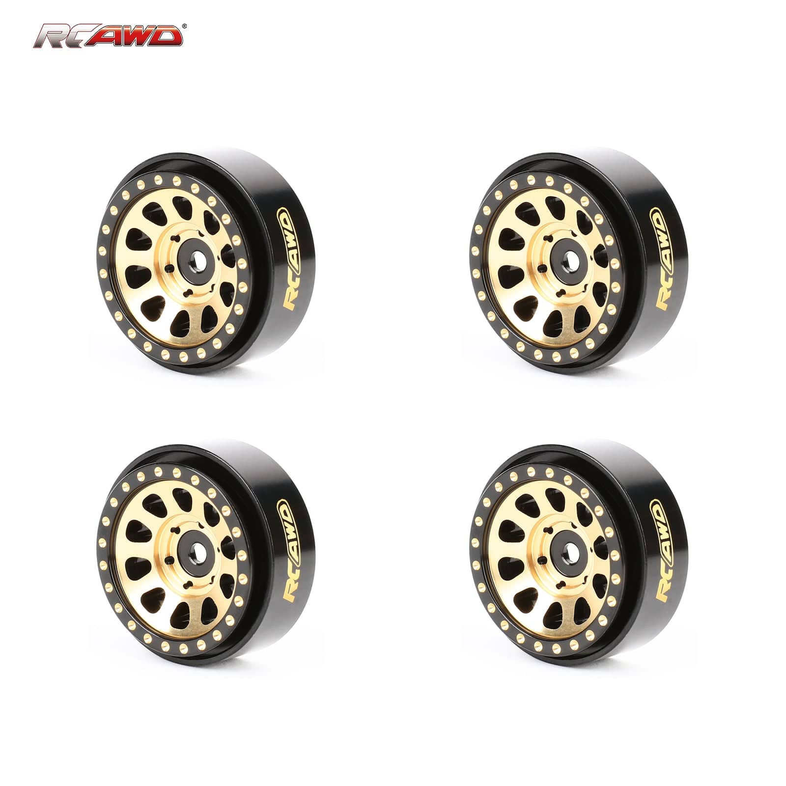 RCAWD AXIAL SCX24 51g/pcs Brass Wheel Rims RCAWD SCX24 1.0" Brass Beadlock Wheel Rim 51g/pcs for Axial 1/24 SCX24