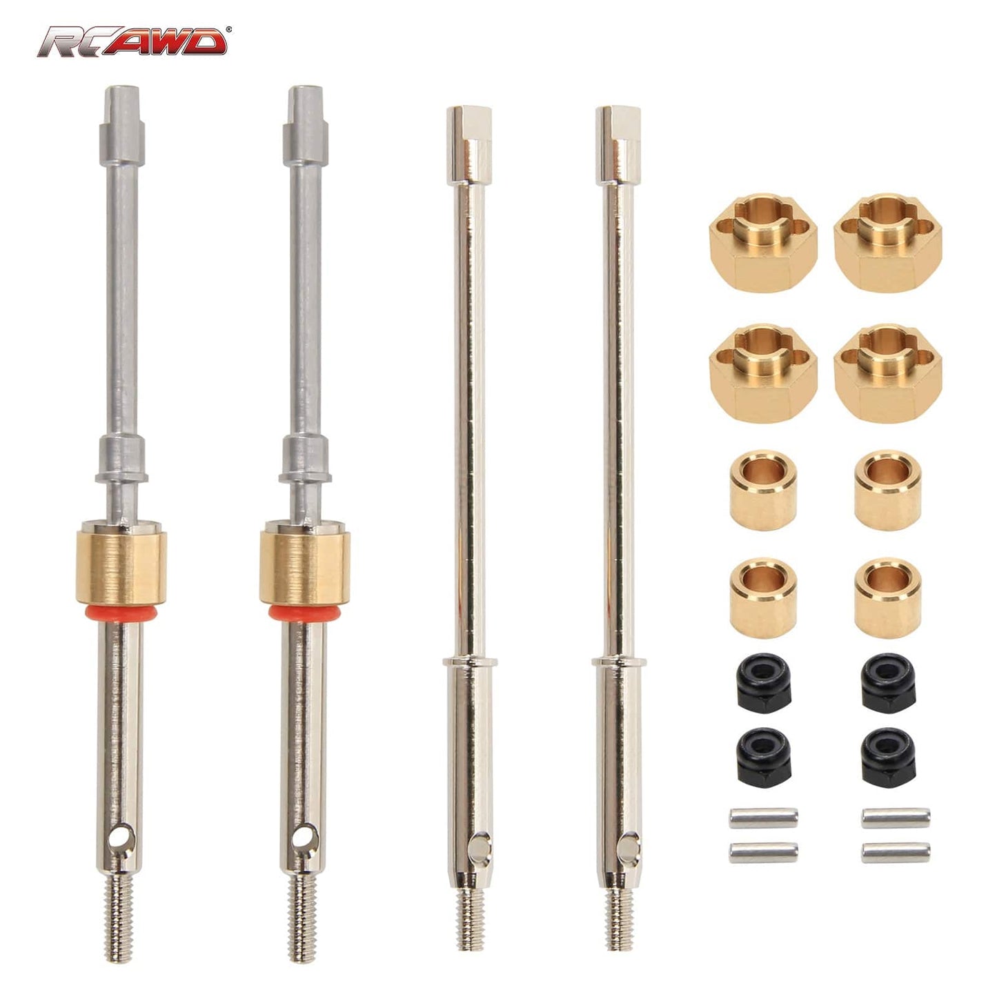 RCAWD AXIAL SCX24 +6mm siliver RCAWD Axial SCX24 upgrades 40Cr-Mo extended 6mm CVD driveshaft SCX2562S compatiable with AX24