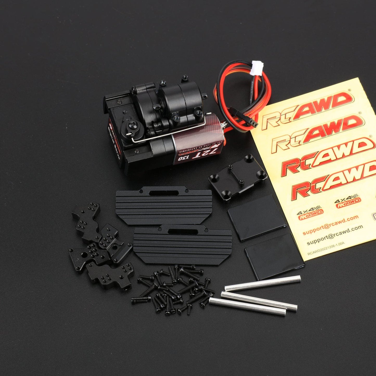 RCAWD AXIAL SCX24 A Full Set / Black RCAWD SCX24 Motor Upgrades 72T 130 Motor with 2 speed Transmission Gearbox and Mounts Set