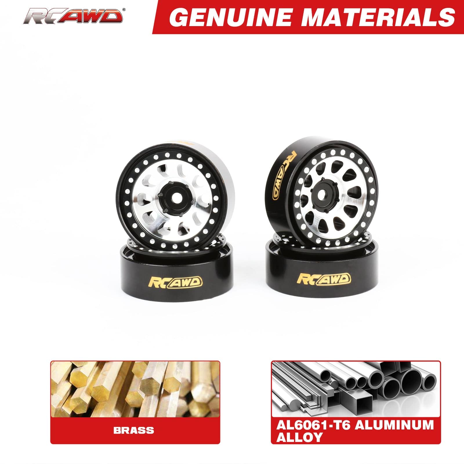 RCAWD AXIAL SCX24 Aluminum Wheels RCAWD Aluminum 1.0" Beadlock Wheel RIM for Axial 1/24 SCX24