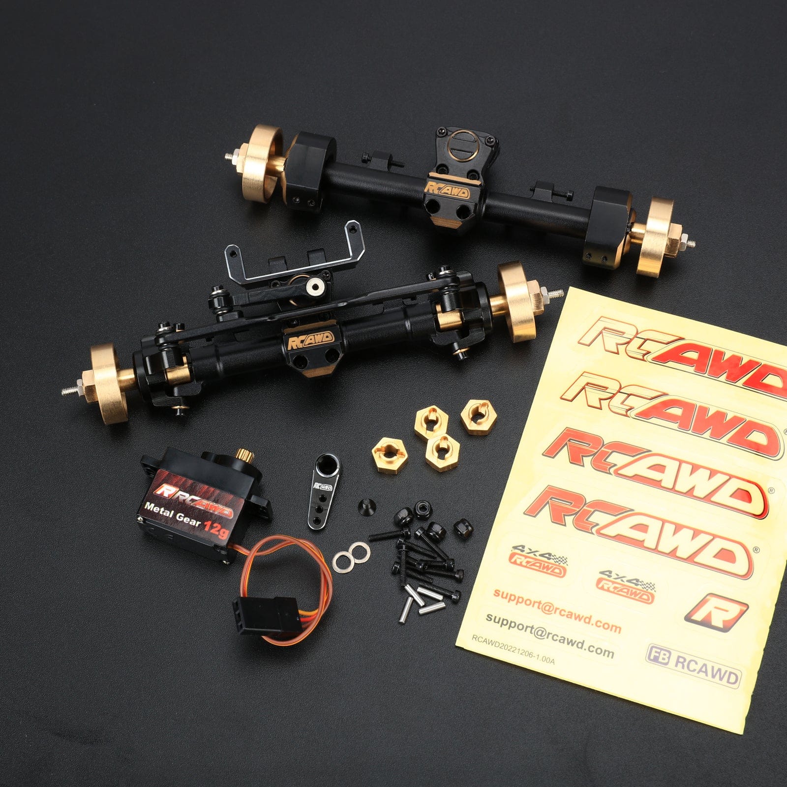 RCAWD Axial SCX24 Axles Set + 12mm Extended Counterweight Hex Axles Upgrades Set with 5g Metal Servo - RCAWD