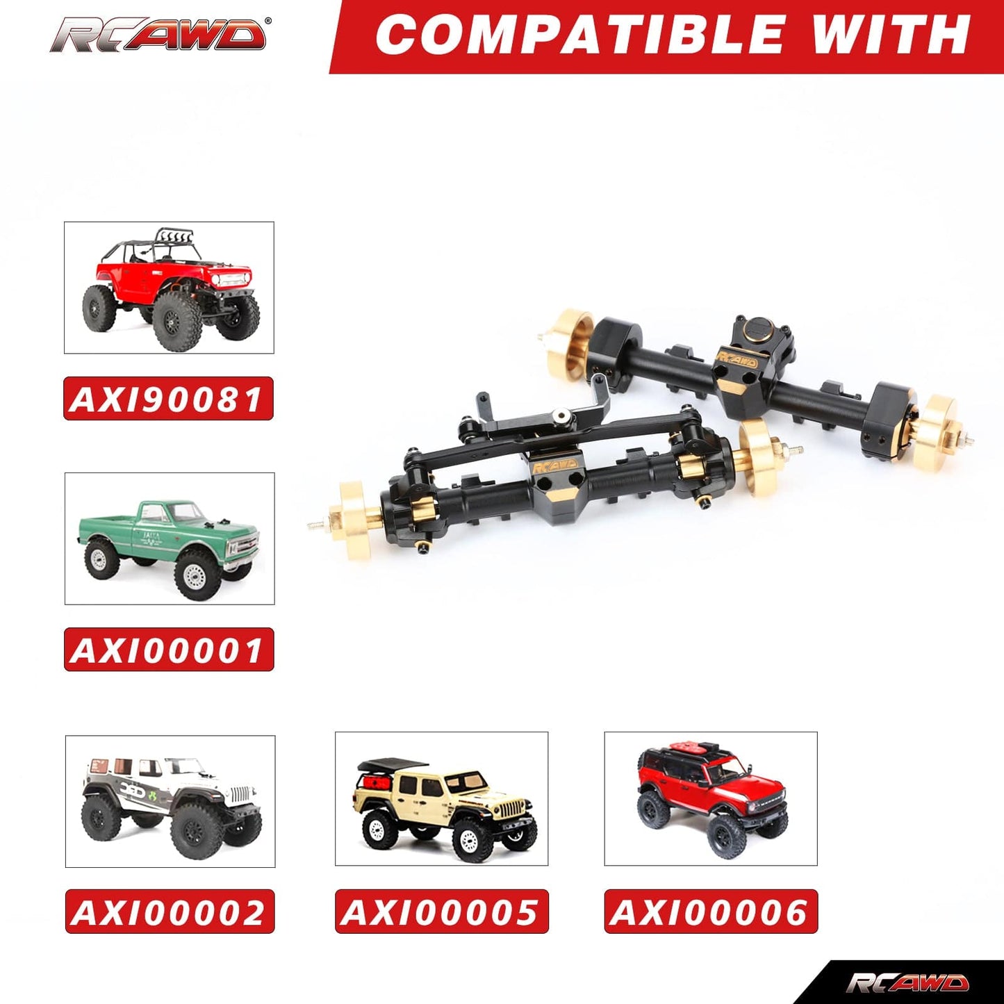 RCAWD Axial SCX24 Axles Set + 12mm Extended Counterweight Hex Axles Upgrades Set with 5g Metal Servo - RCAWD