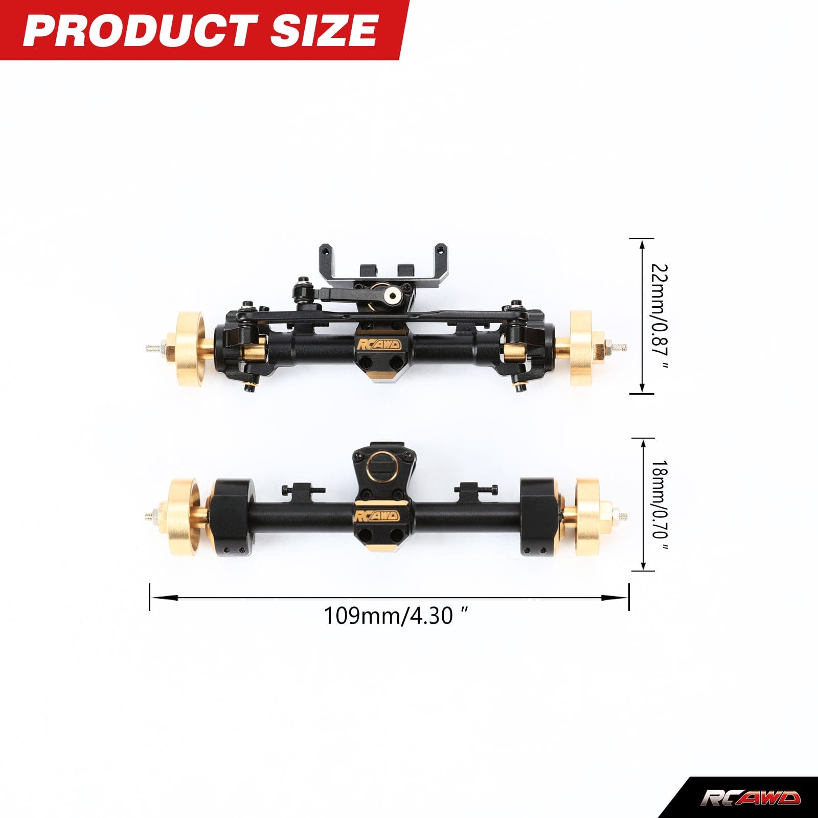 RCAWD Axial SCX24 Axles Set + 12mm Extended Counterweight Hex Axles Upgrades Set with 5g Metal Servo - RCAWD