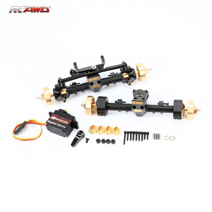 RCAWD Axial SCX24 Axles Set + 12mm Extended Counterweight Hex Axles Upgrades Set with 5g Metal Servo - RCAWD