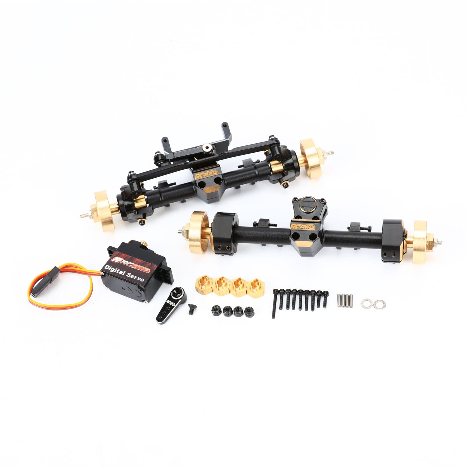 RCAWD Axial SCX24 Axles Set + 12mm Extended Counterweight Hex Axles Upgrades Set with 5g Metal Servo - RCAWD