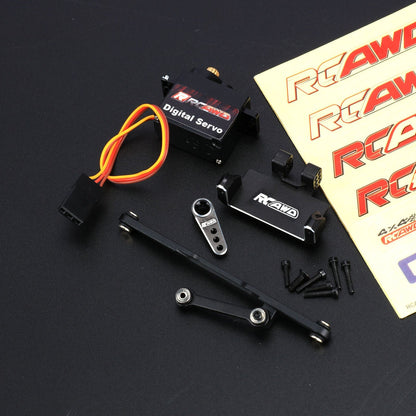 RCAWD AXIAL SCX24 Black / Full set RCAWD Axial SCX24 Servo Upgrades Complete Set RC Servo Mounts & 12g Servo &Steering Links & 15T Servo Arm Set