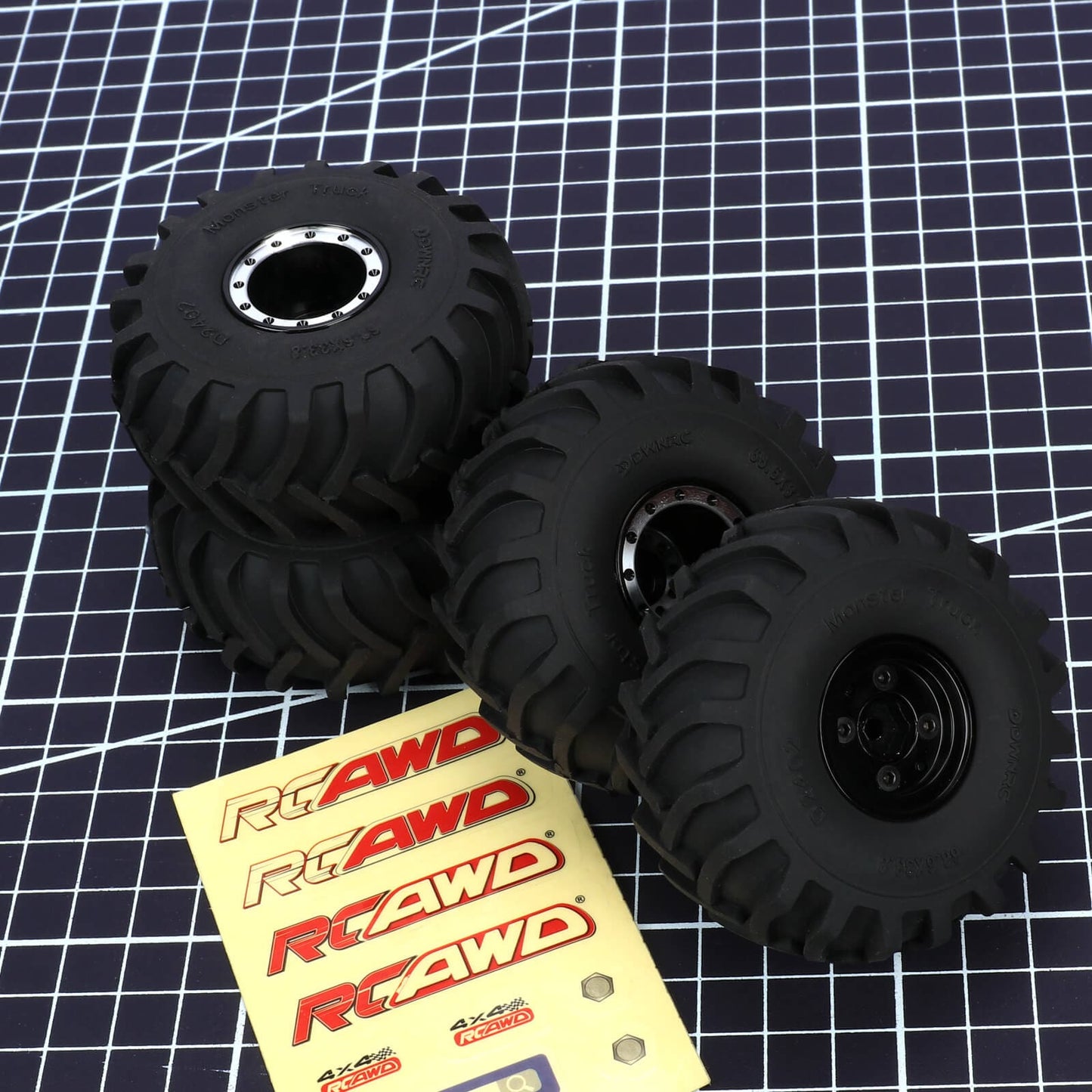 RCAWD AXIAL SCX24 Black RCAWD 4pcs 1.0" Herringbone Rubber wheel Tire  for SCX24 FCX24 SCX2606BL Monster truck