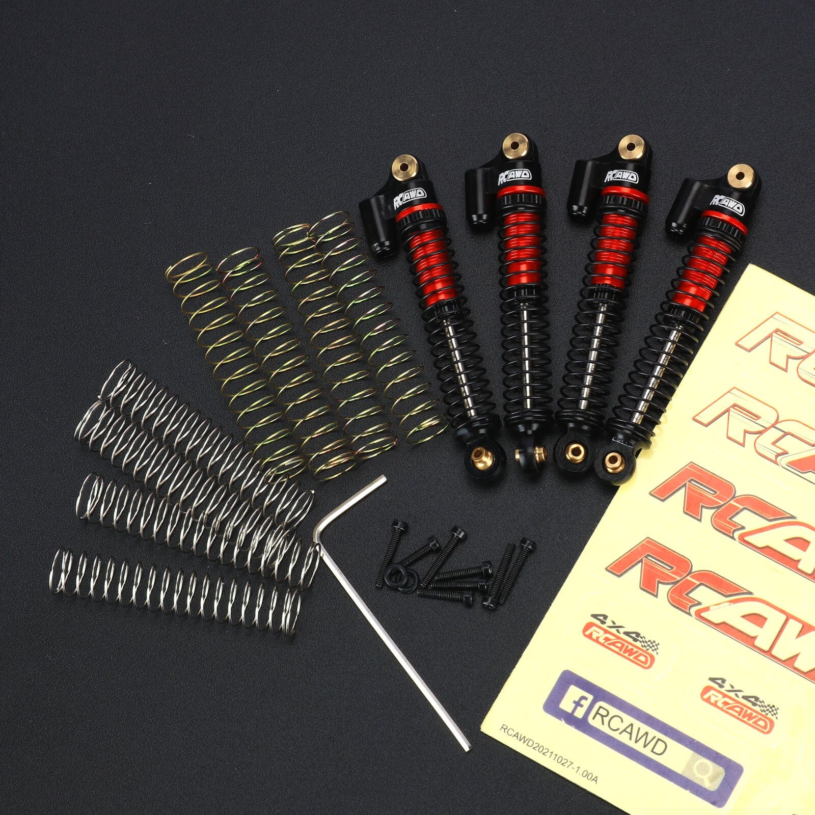 RCAWD AXIAL SCX24 Black RCAWD Axial SCX24 Upgrades 57mm Oil Filled F/R Type shock absorber 4pcs