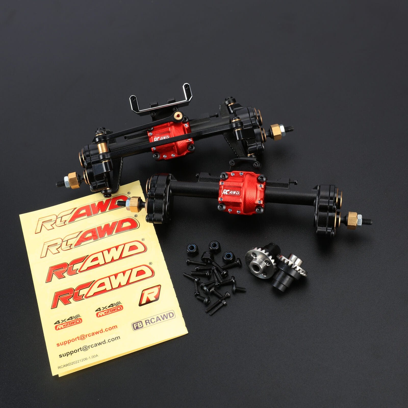 RCAWD AXIAL SCX24 Black RCAWD Axial SCX24 Upgrades All-Steel Gear Front Rear Diff Portal Axle Set