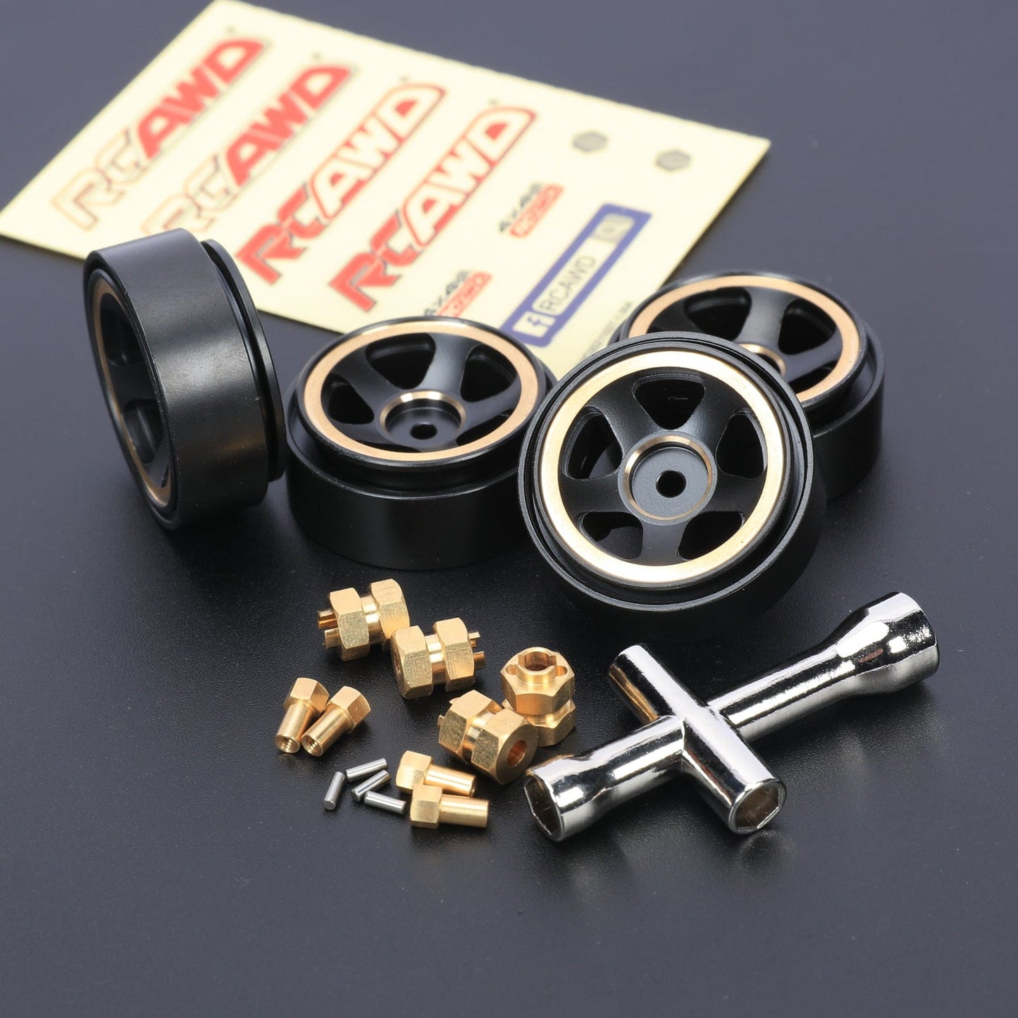 RCAWD AXIAL SCX24 Black RCAWD SCX24 brass 1.0 inch beadlock wheel counterweight SCX2530