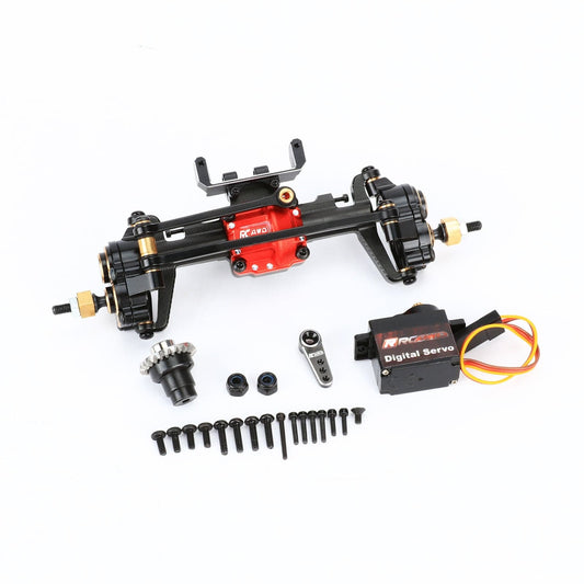 RCAWD AXIAL SCX24 Black RCAWD SCX24 Front Diff Portal Axles with Diff Locker Metal Gear Servo Set