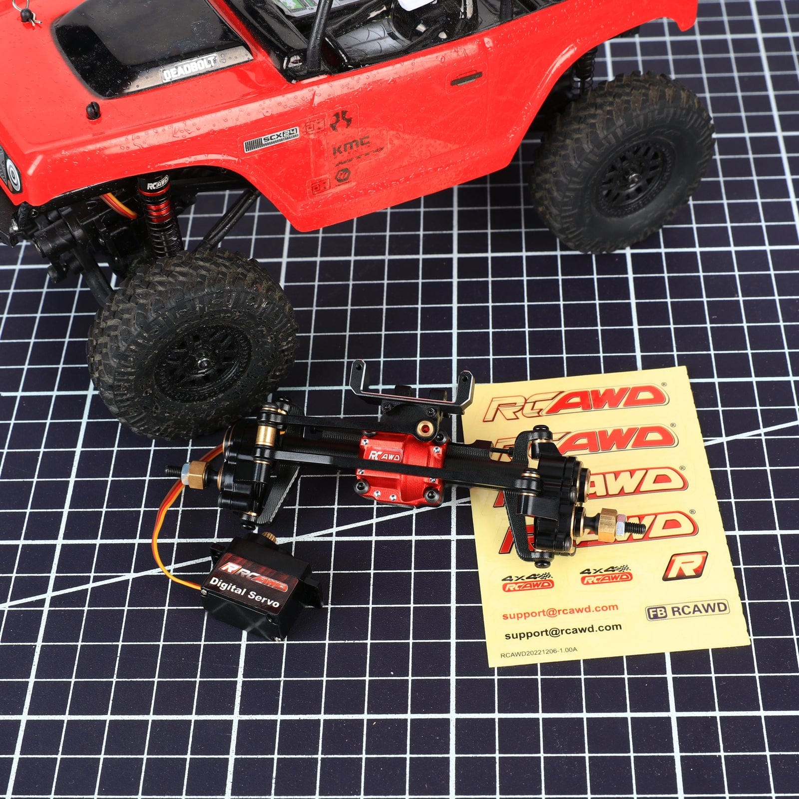RCAWD SCX24 Front Portal Axles Set with Diff Kits and Servo set