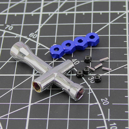 RCAWD AXIAL SCX24 Blue RCAWD Axial SCX24 Upgrades Aluminum M7 wheel hex hub adaptor M2 lock nut pins cross wrench for SCX24 crawlers