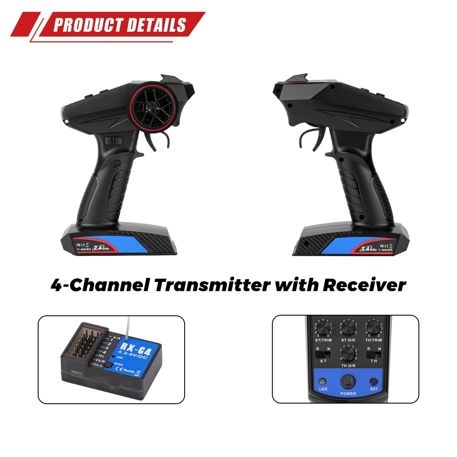 RCAWD AXIAL SCX24 Brushless 3500KV Motor Set RCAWD SCX24 Brushless 3500KV Motor 30A ESC with Helical Gear Transmission 4 Channel Transmitter Receiver Set