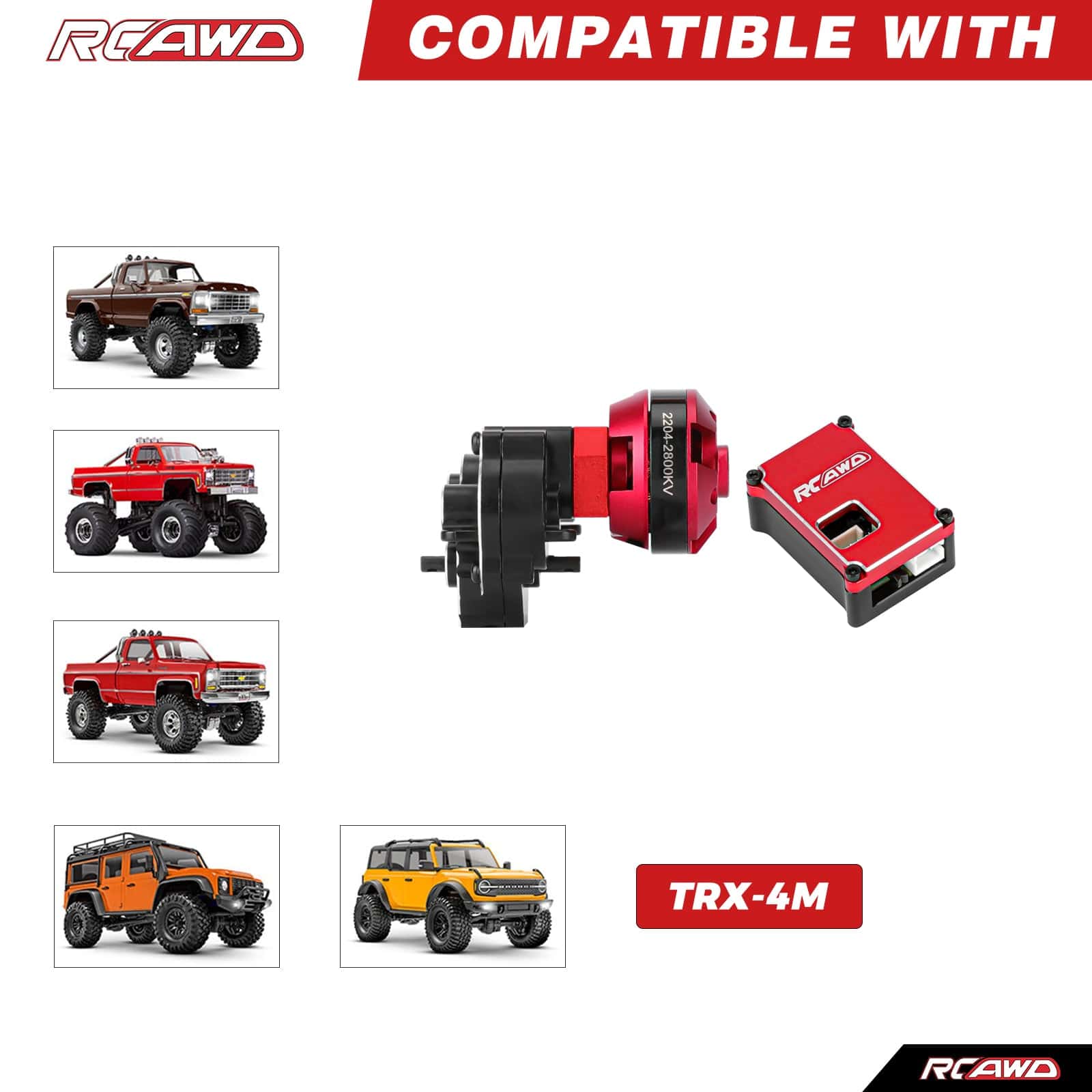 RCAWD AXIAL SCX24 Brushless 3500KV Motor Set RCAWD SCX24 Brushless 3500KV Motor 30A ESC with Helical Gear Transmission 4 Channel Transmitter Receiver Set