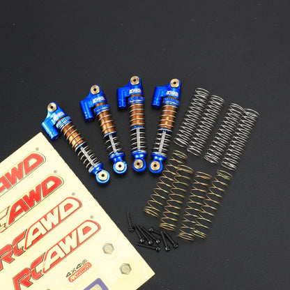 RCAWD AXIAL SCX24 Front Rear Real-like Shock Set / Blue RCAWD 48MM Oil-filled Front Rear Shock Absorbers Damper Set with 8pcs replacement Spring For FCX24M SCX24