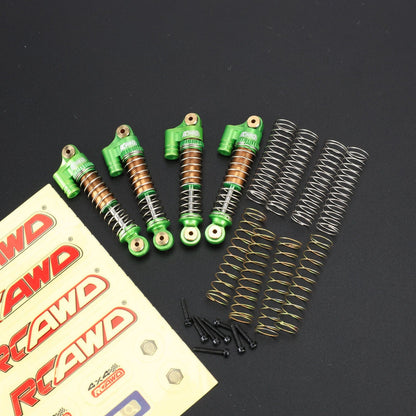 RCAWD AXIAL SCX24 Front Rear Real-like Shock Set / Green RCAWD 48MM Oil-filled Front Rear Shock Absorbers Damper Set with 8pcs replacement Spring For FCX24M SCX24