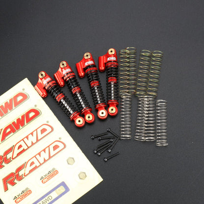 RCAWD AXIAL SCX24 Front Rear Real-like Shock Set / Red RCAWD 48MM Oil-filled Front Rear Shock Absorbers Damper Set with 8pcs replacement Spring For FCX24M SCX24