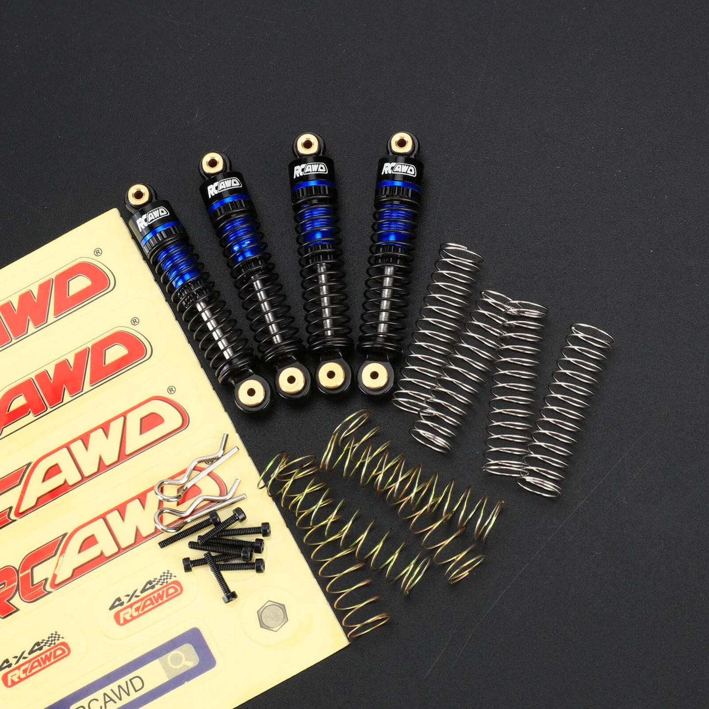 RCAWD AXIAL SCX24 Front Rear Shock Set / Blue RCAWD 48MM Oil-filled Front Rear Shock Absorbers Damper Set with 8pcs replacement Spring For FCX24M SCX24