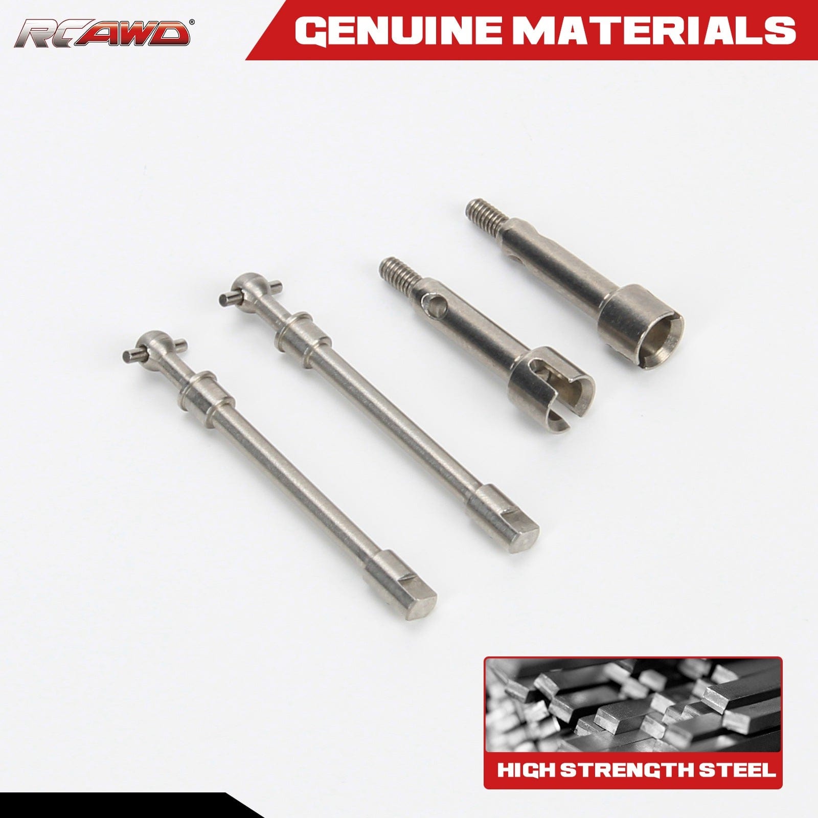 RCAWD Axial SCX24 front stub axle & front axle shaft Hardened stainless steel SCX2433S - RCAWD