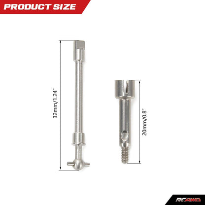 RCAWD Axial SCX24 front stub axle & front axle shaft Hardened stainless steel SCX2433S - RCAWD