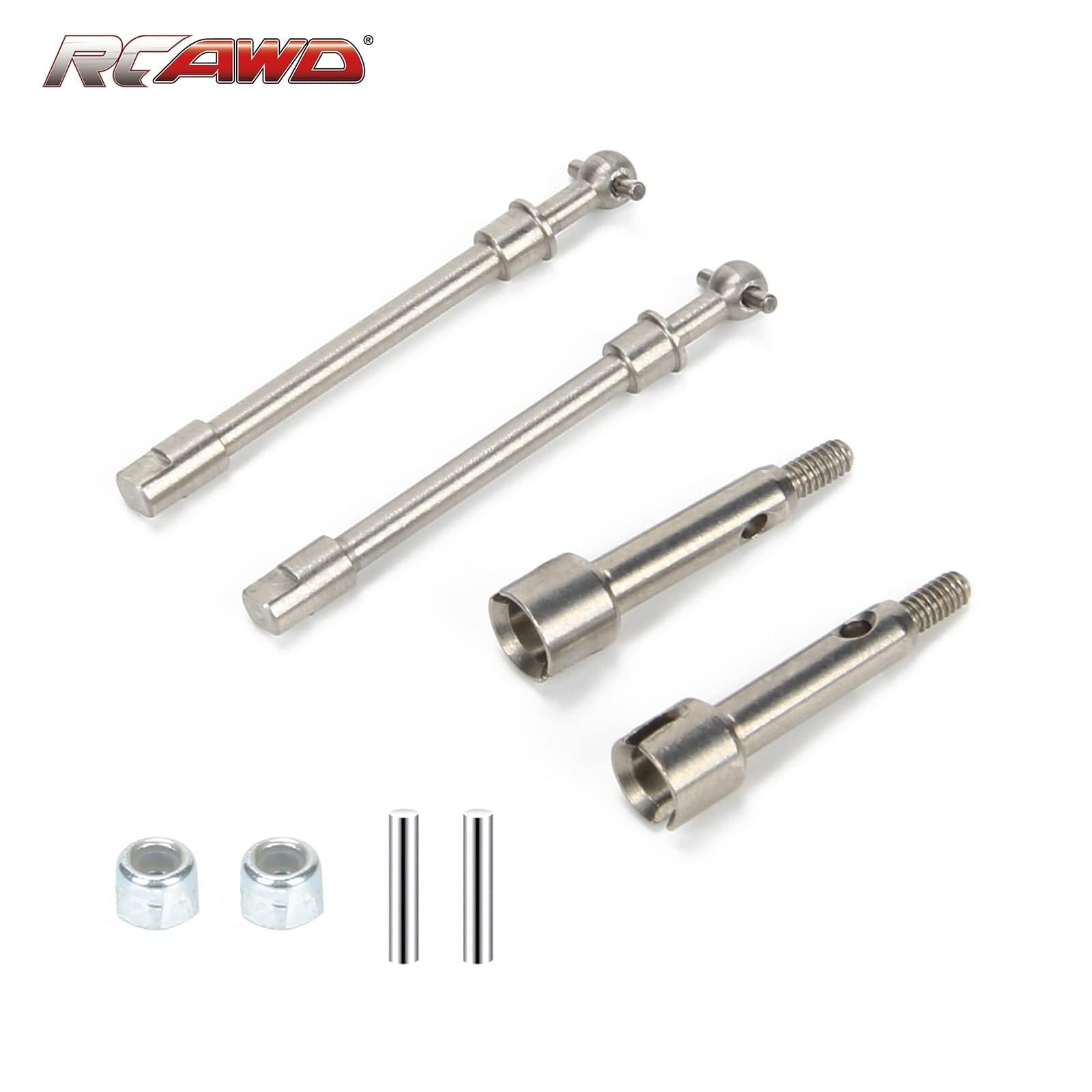 RCAWD Axial SCX24 front stub axle & front axle shaft Hardened stainless steel SCX2433S - RCAWD