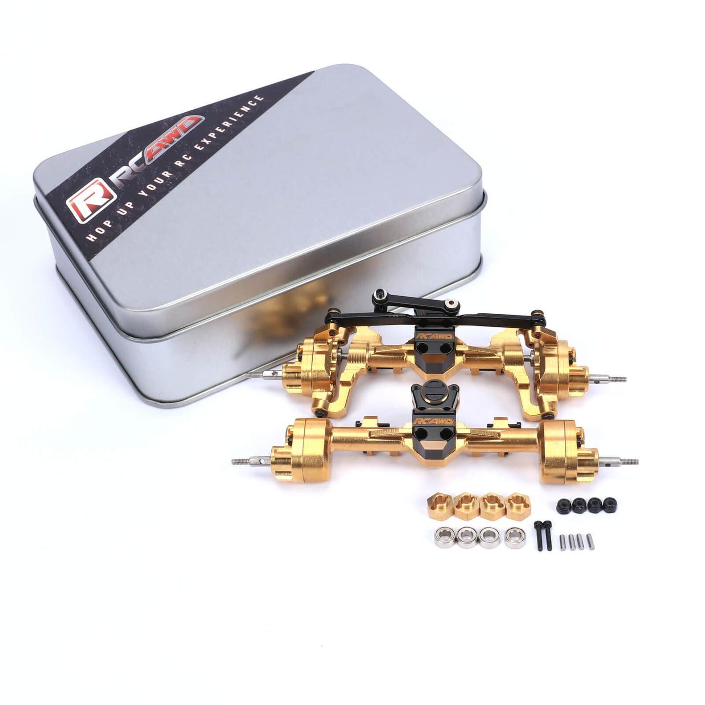 RCAWD AXIAL SCX24 Golden full set RCAWD Axial SCX24 upgrades Full Brass Front Rear Portal Axle Increase Weight compatiable with AX24