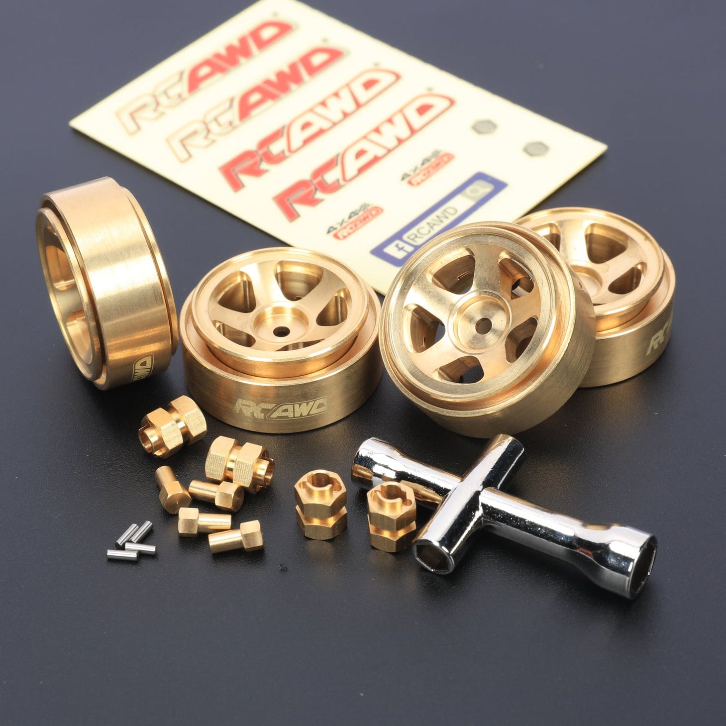 RCAWD AXIAL SCX24 Golden RCAWD SCX24 brass 1.0 inch beadlock wheel counterweight SCX2530