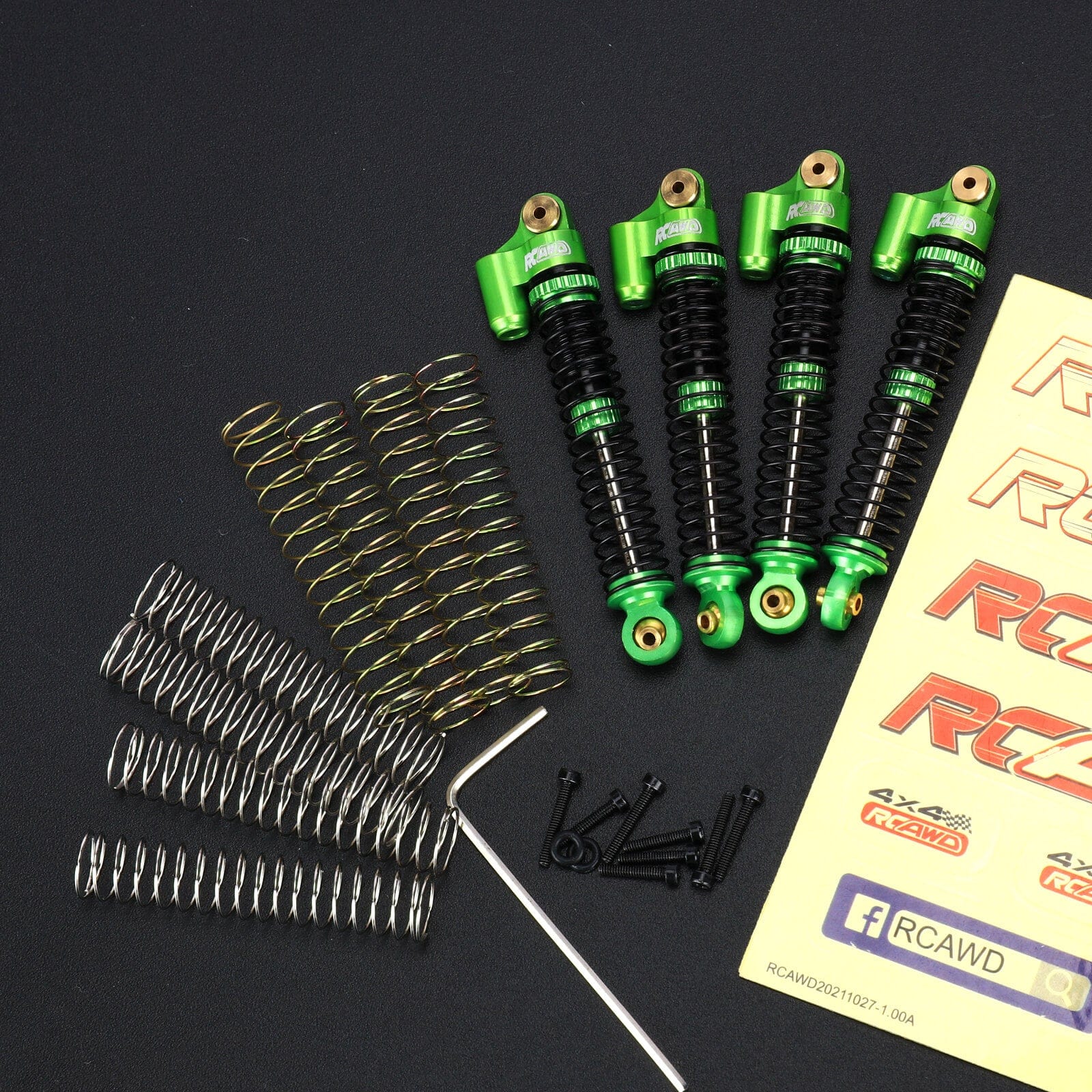 RCAWD AXIAL SCX24 Green RCAWD Axial SCX24 Upgrades 57mm Oil Filled F/R Type shock absorber 4pcs