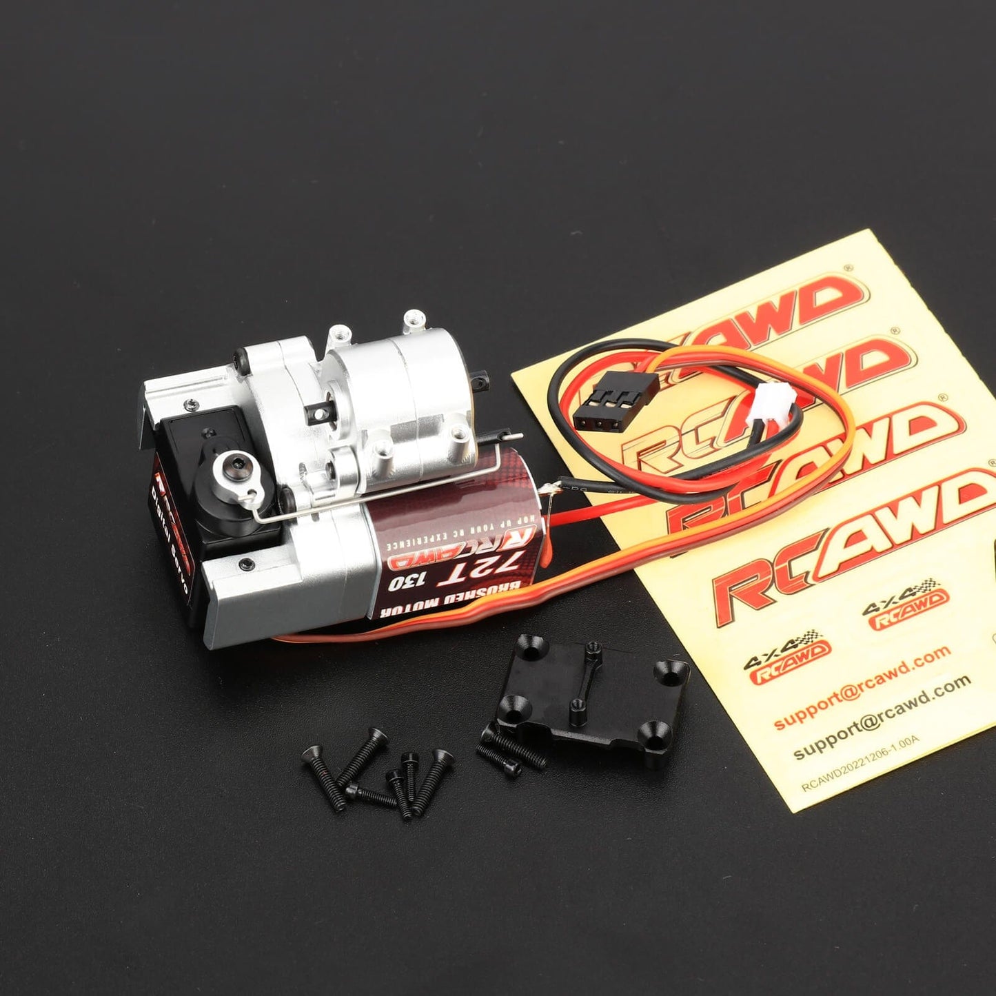 RCAWD AXIAL SCX24 Only Motor & Gearbox / Silver RCAWD SCX24 Motor Upgrades 72T 130 Motor with 2 speed Transmission Gearbox and Mounts Set