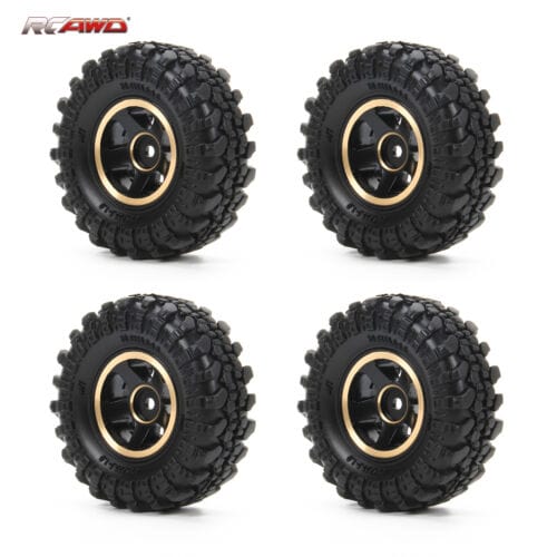 RCAWD AXIAL SCX24 RCAWD 1.0" Brass Beadlock Wheels and tires combo for Axial SCX24 upgrades