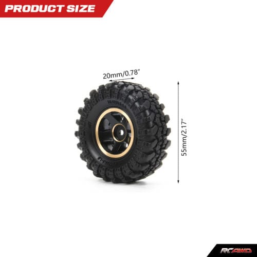 RCAWD AXIAL SCX24 RCAWD 1.0" Brass Beadlock Wheels and tires combo for Axial SCX24 upgrades