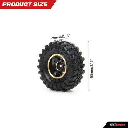 RCAWD AXIAL SCX24 RCAWD 1.0" Brass Beadlock Wheels and tires combo for Axial SCX24 upgrades