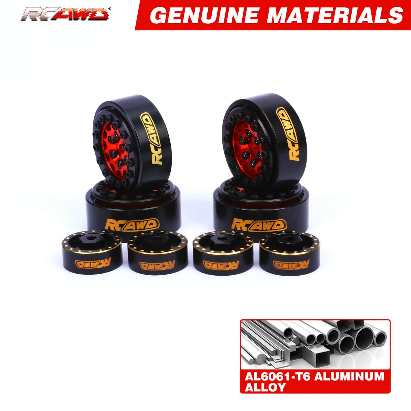 RCAWD AXIAL SCX24 RCAWD 1.0'' Wheels 12 Spokes with counterweight 7mm Hex Set