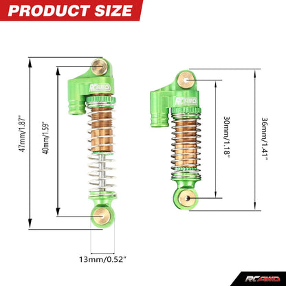 RCAWD AXIAL SCX24 RCAWD 48MM Oil-filled Front Rear Shock Absorbers Damper Set with 8pcs replacement Spring For FCX24M SCX24