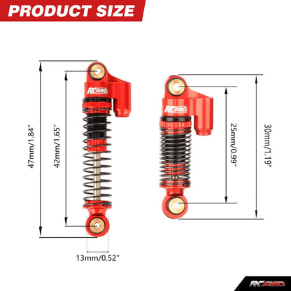 RCAWD AXIAL SCX24 RCAWD 48MM Oil-filled Front Rear Shock Absorbers Damper Set with 8pcs replacement Spring For FCX24M SCX24