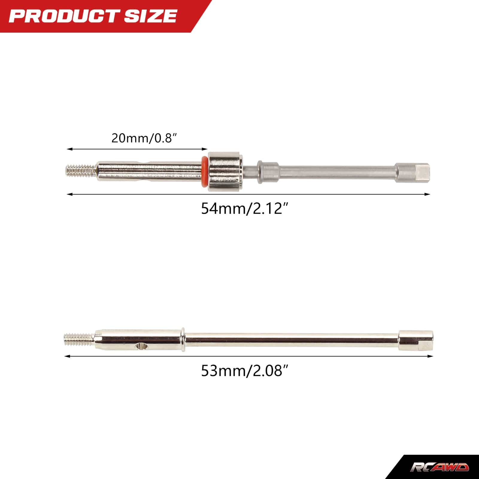 RCAWD AXIAL SCX24 RCAWD +4mm siliver RCAWD SCX24 +4mm Wide 40Cr-Mo Steel CVD Axle and Hex combo set