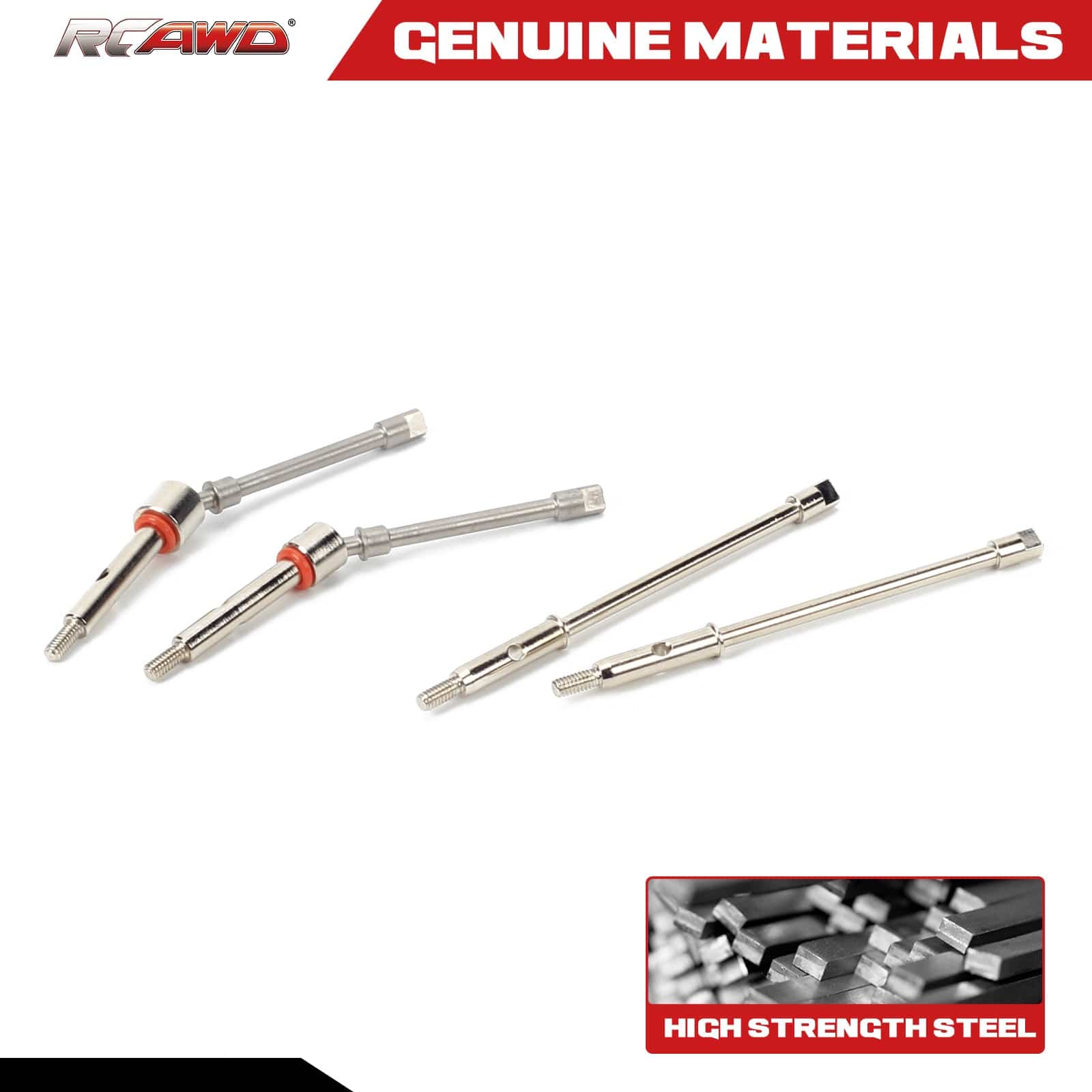 RCAWD AXIAL SCX24 RCAWD +4mm siliver RCAWD SCX24 +4mm Wide 40Cr-Mo Steel CVD Axle and Hex combo set