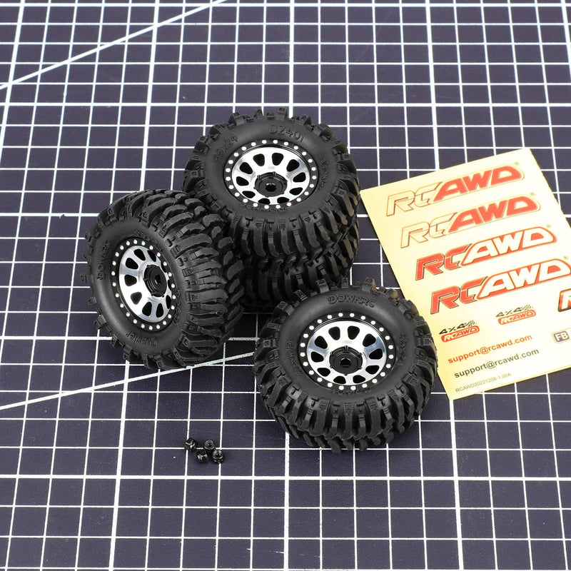 RCAWD AXIAL SCX24 RCAWD 4PCS 1.0" Aluminum Beadlock Wheels & Rock Crawling Tires Set for SCX24 RC Crawler
