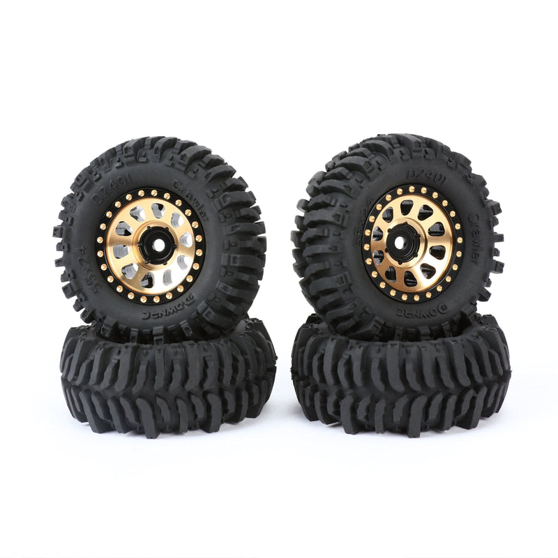 RCAWD AXIAL SCX24 RCAWD 4pcs 1.0" Brass 55*20mm Beadlock Wheels & Tires Set for SCX24 RC Crawler